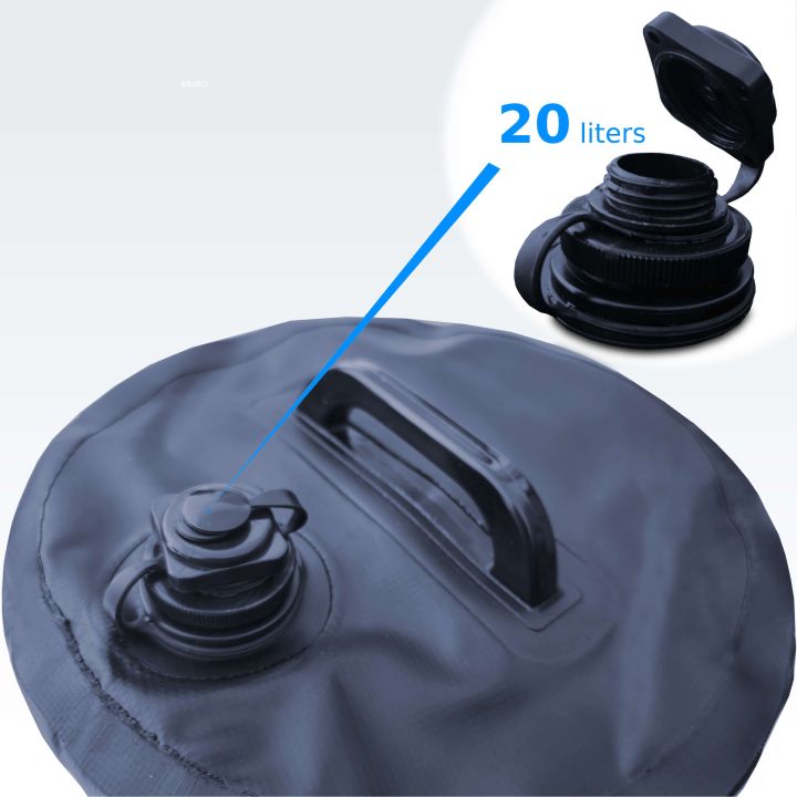 Detail pakendatud veekoormuse kotti, mille maht on 20 liitrit ja millel on sulgur.